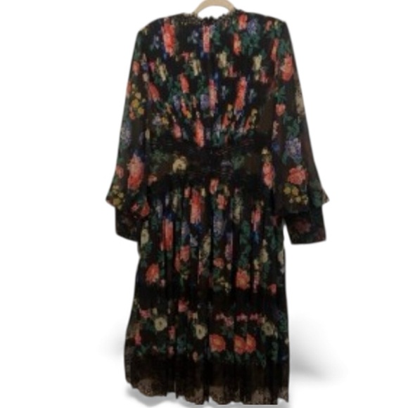 Tadashi Shoji Black Floral Print Midi Dress - Picture 2 of 9